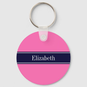 Stevig heet roze #2, Navy Blue Lint Naam Initiaal Sleutelhanger