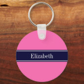 Stevig heet roze #2, Navy Blue Lint Naam Initiaal Sleutelhanger (Voorkant)