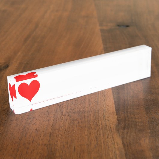 Stevig helder rood Schattige hart Naambordje (Zijkant)