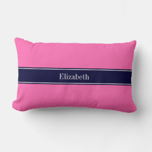 Stevig hete roze #2, naam monogram met Navy Blue l Kussen