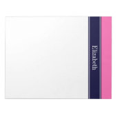 Stevig hete roze #2, Navyblauw lint naam monogram Notitieblok (Voorkant)