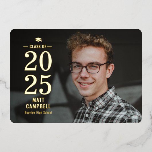 Stevig jaar folie afstudeeruitnodiging uitnodiging (Voorkant)