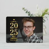 Stevig jaar folie afstudeeruitnodiging uitnodiging (Staand Voorkant)