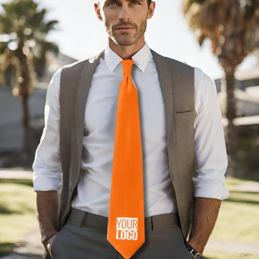 stevig neon sinaasappel - voeg logo toe stropdas