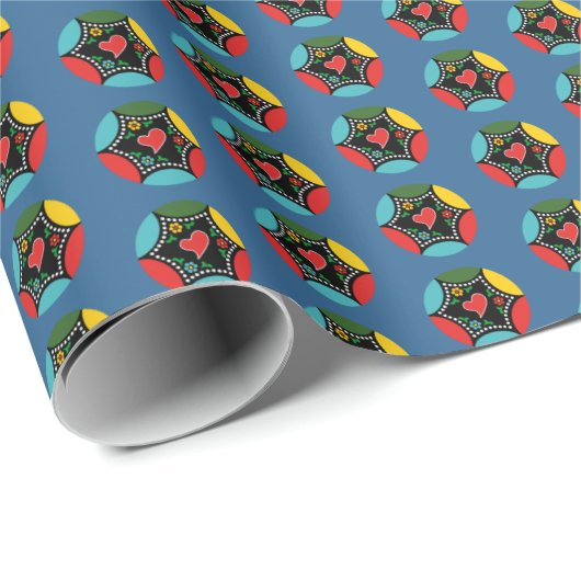 Stevig Portugees Kerstbundel patroon Cadeaupapier (Rol Hoek)