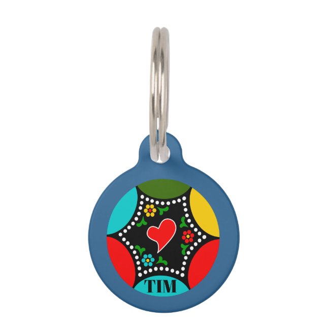 Stevig Portugees Kerstbundel patroon Huisdierpenning (Achterkant)