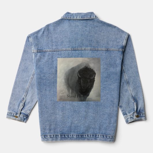 Stevig Staan Bizon Inspirerende denim shirt Jacket (Achterkant)
