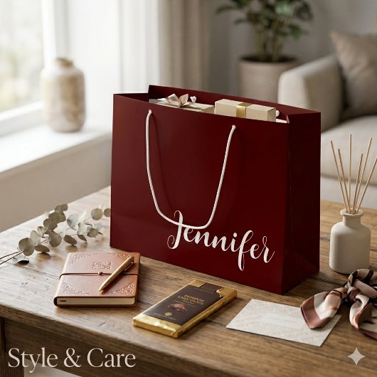 Stevige bordeauxrode grote cadeautas met eigen naa