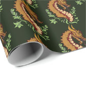 Stevige bruine draak cadeaupapier (Rol Hoek)