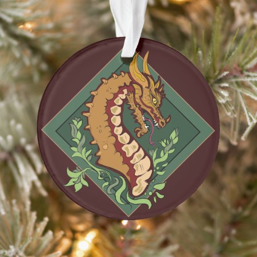 Stevige bruine draak ornament (Boom)