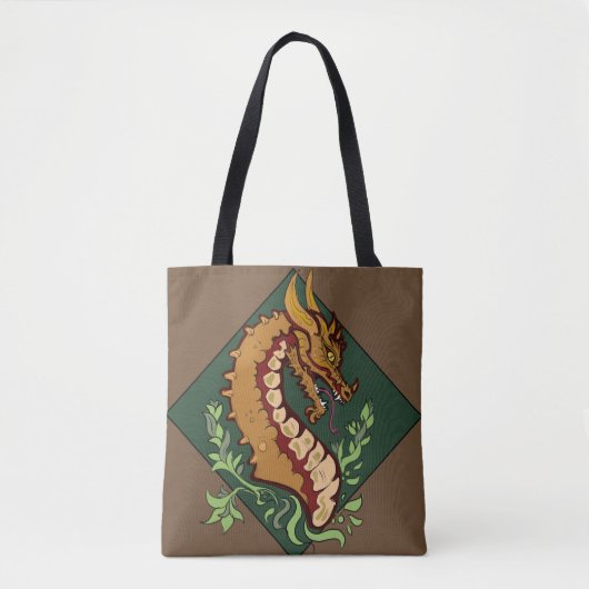 Stevige bruine draak tote bag (Voorkant)