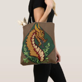 Stevige bruine draak tote bag (Dichtbij)