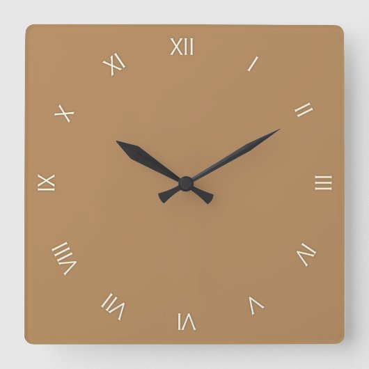 Stevige Bruine Witte Roman Cijfers Vierkante Klok (Voorkant)