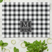 Stevige buffelcontroles | Naam spelmonogram jaar K Theedoek (Gevouwen)