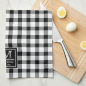 Stevige buffelcontroles | Naam spelmonogram jaar K Theedoek (Quarter Fold)