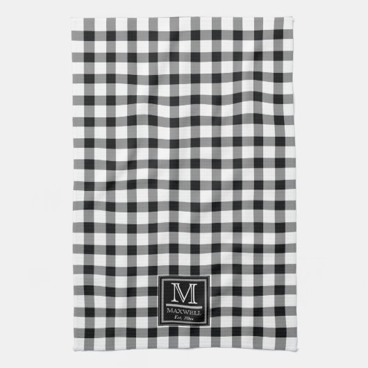 Stevige buffelcontroles | Naam spelmonogram jaar K Theedoek (Verticaal)