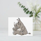 Stevige Cartoon Rhino Briefkaart (Staand voorkant)