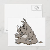 Stevige Cartoon Rhino Briefkaart (Voorkant / Achterkant)