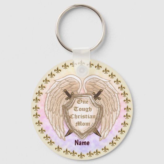Stevige Christelijke aangepaste naam mam Sleutelhanger (Voorkant)