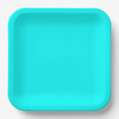 Stevige Cyaan 9" Vierkante Feest Papier Bord (Voorkant)