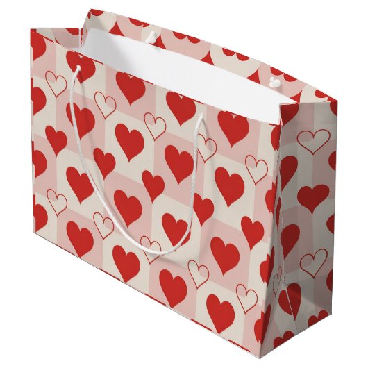 Stevige en Omlijning Harten Cadeautas (Achterkant Gekanteld)