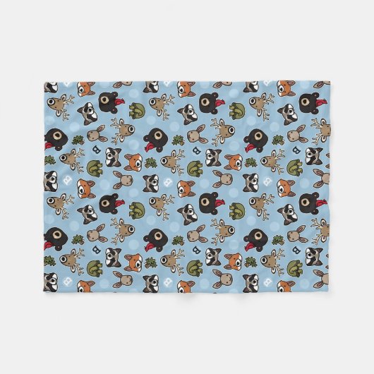 Stevige en vriendelijke bosdieren, Monogram toevoe Fleece Deken (Voorkant (Horizontaal))