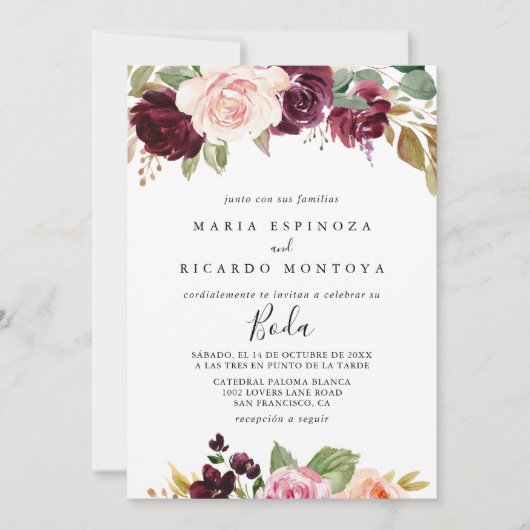 Stevige Floral en botanische olievlekken Spaanse b Kaart (Voorkant)