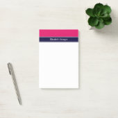 Stevige framboos, lint in marineblauw naammonogram post-it® notes (Kantoor)