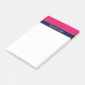 Stevige framboos, lint in marineblauw naammonogram post-it® notes (Schuin)