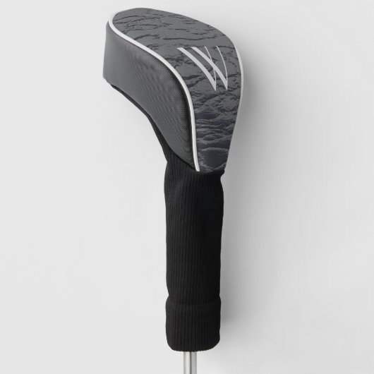 Stevige grijze monogram golfheadcover (Schuin)