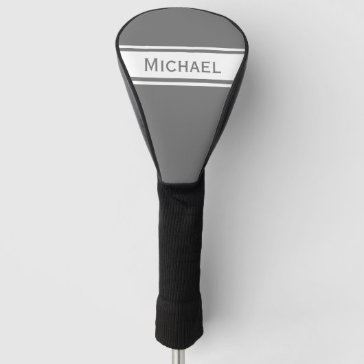 Stevige grijze witte strepen Naam Monogram Golfheadcover (Voorkant)