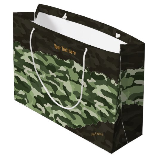 Stevige groene camouflage gepersonaliseerd groot cadeauzakje (Achterkant Gekanteld)