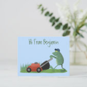 Stevige groene kikkervisgras cartoon briefkaart (Staand voorkant)