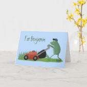 Stevige groene kikkervisgras cartoon kaart (Gele Bloem)