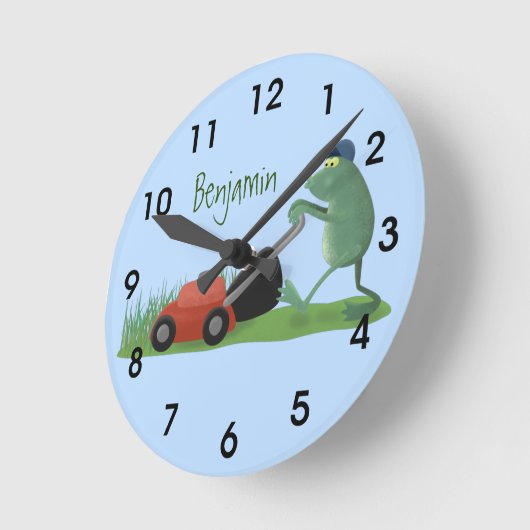 Stevige groene kikkervisgras cartoon ronde klok (Hoek)