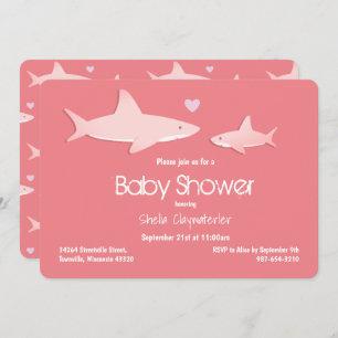 Stevige haaien Solid Pink Background Baby shower Kaart