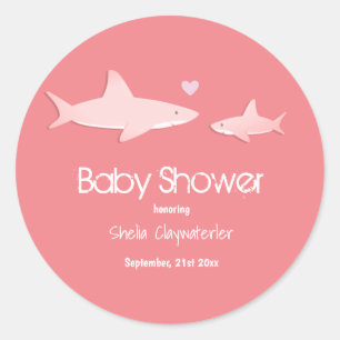 Stevige haaien stevige roze achtergrond  Baby show Ronde Sticker