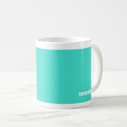 stevige heldere turquoise-mok met kleurnaam koffiemok (Voorkant rechts)