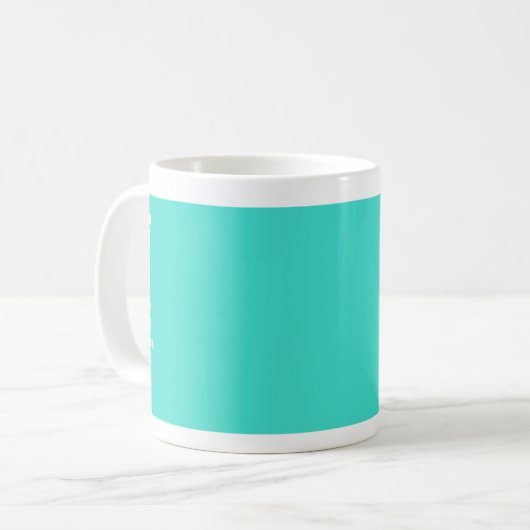 stevige heldere turquoise-mok met kleurnaam koffiemok (Voorkant links)