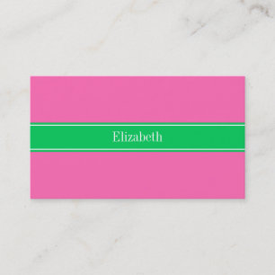 Stevige hete roze #2 Smaragdgroene lint naam initi Visitekaartje