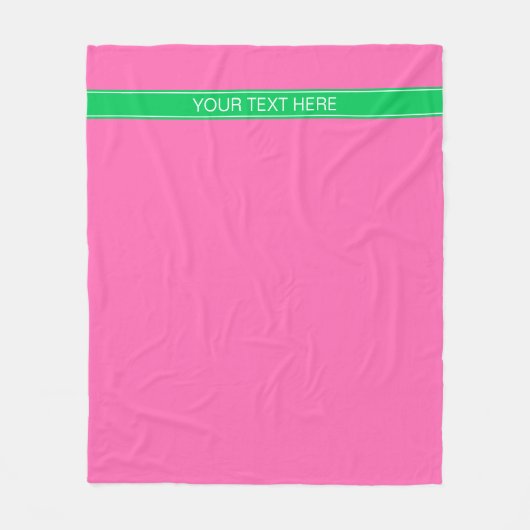 Stevige hete roze #2 Smaragdgroene lintnaammonogra Fleece Deken (Voorkant)