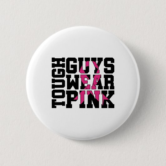 Stevige jongens Draag het bewustzijn van roze bors Ronde Button 5,7 Cm (Voorkant)