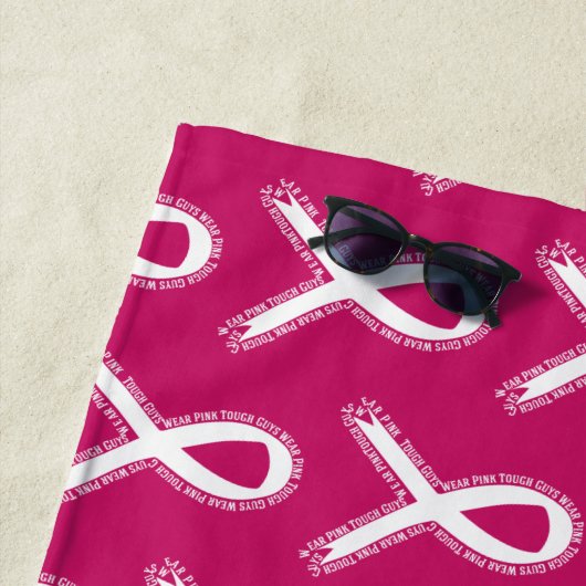 Stevige jongens Draag het bewustzijn van roze bors Strandlaken (In situ)