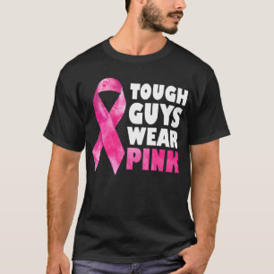 Stevige jongens Draag het bewustzijn van roze bors T-shirt