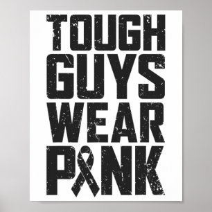 Stevige jongens Draag Roze Borstkanker Man B Poster
