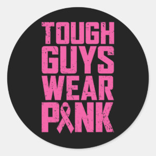 Stevige jongens Draag Roze Borstkanker Man B Ronde Sticker