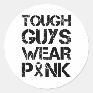 Stevige jongens Draag Roze Borstkanker Man B Ronde Sticker