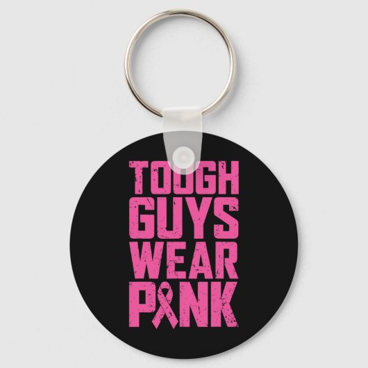 Stevige jongens Draag Roze Borstkanker Man B Sleutelhanger (Voorkant)