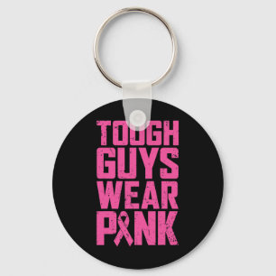 Stevige jongens Draag Roze Borstkanker Man B Sleutelhanger