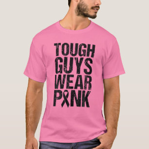 Stevige jongens Draag roze borstkankerbewustzijn R T-shirt